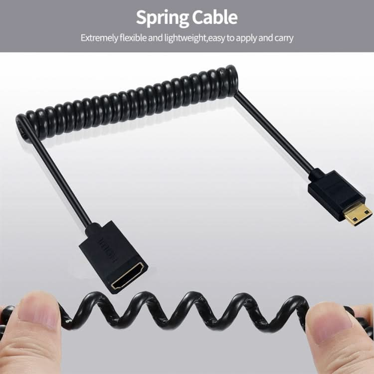 JUNSUNMAY 4K 60Hz Mini HDMI Male to HDMI 2.0V Female Spring Cable My Store