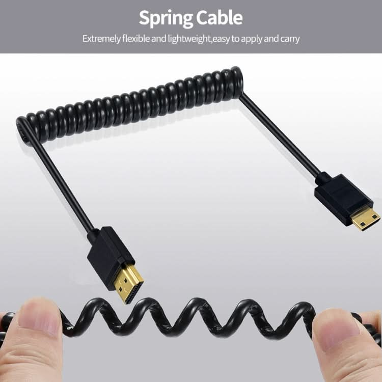 JUNSUNMAY 4K 60Hz Mini HDMI Male to HDMI 2.0V Male Spring Cable My Store