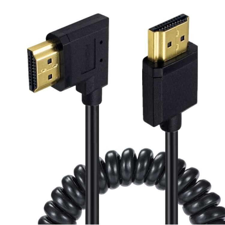 JUNSUNMAY 4K 60Hz HDMI Male to Male HDMI 2.0V Elbow Head Spring Cable My Store