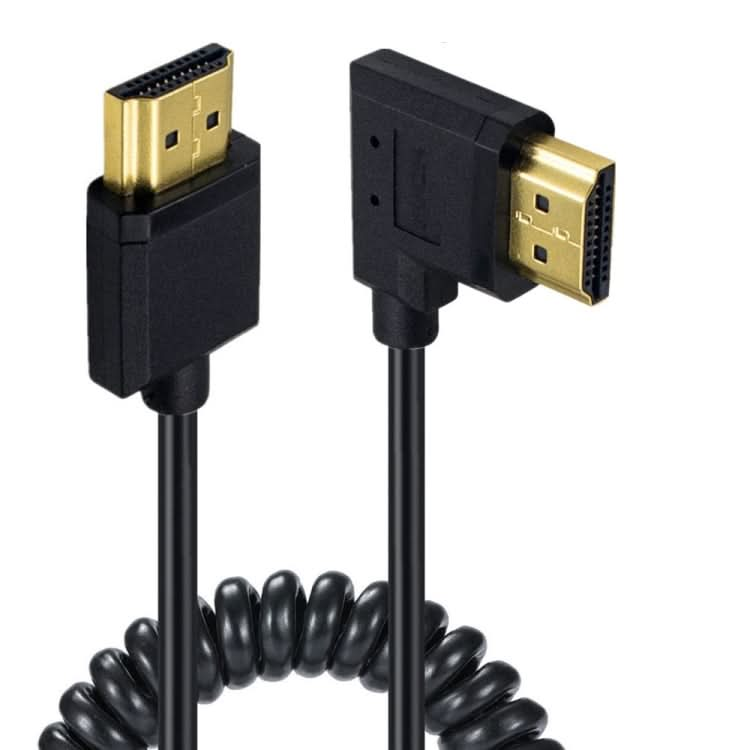 JUNSUNMAY 4K 60Hz HDMI Male to Male HDMI 2.0V Elbow Head Spring Cable My Store