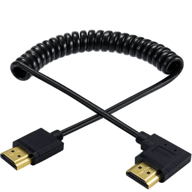 JUNSUNMAY 4K 60Hz HDMI Male to Male HDMI 2.0V Elbow Head Spring Cable My Store