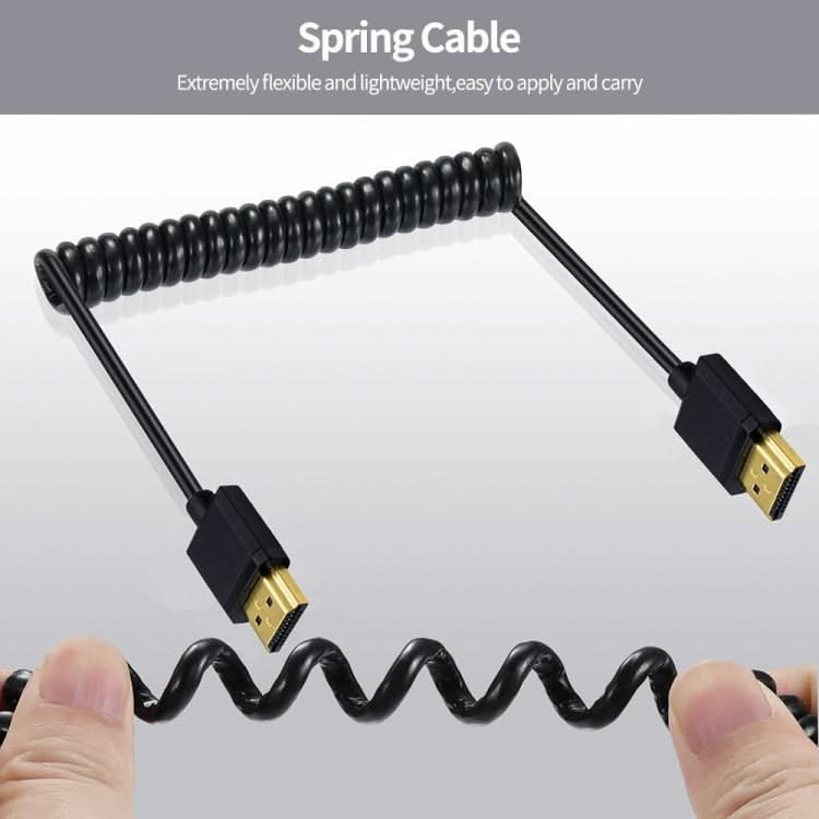 JUNSUNMAY 4K 60Hz HDMI Male to Male HDMI 2.0V Elbow Head Spring Cable My Store