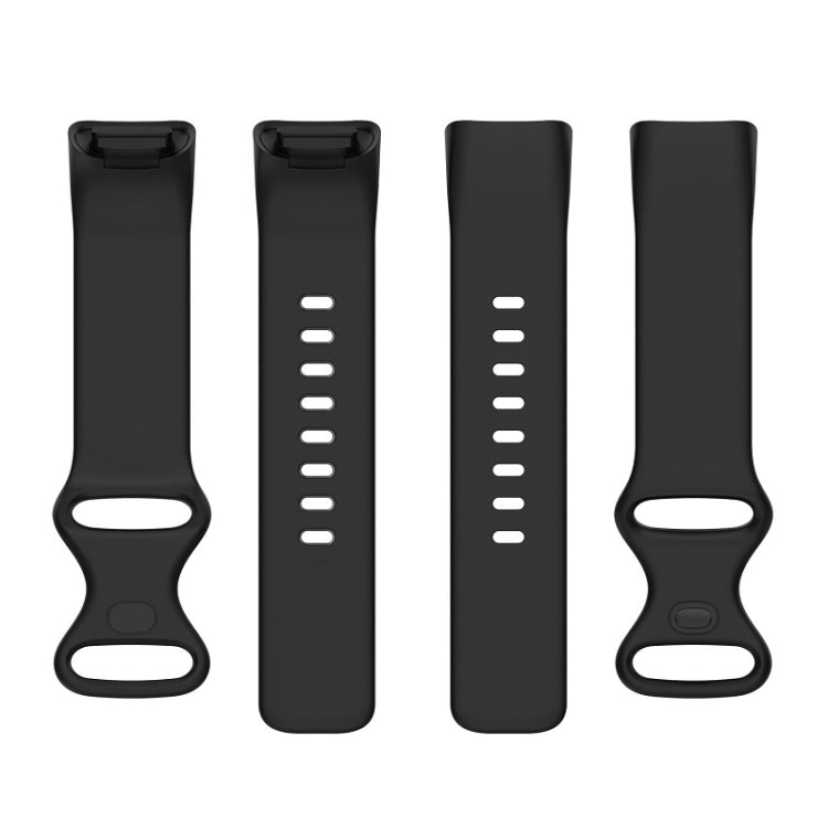 For Fitbit Charge 6 Solid Color Butterfly Buckle Silicone Watch Band