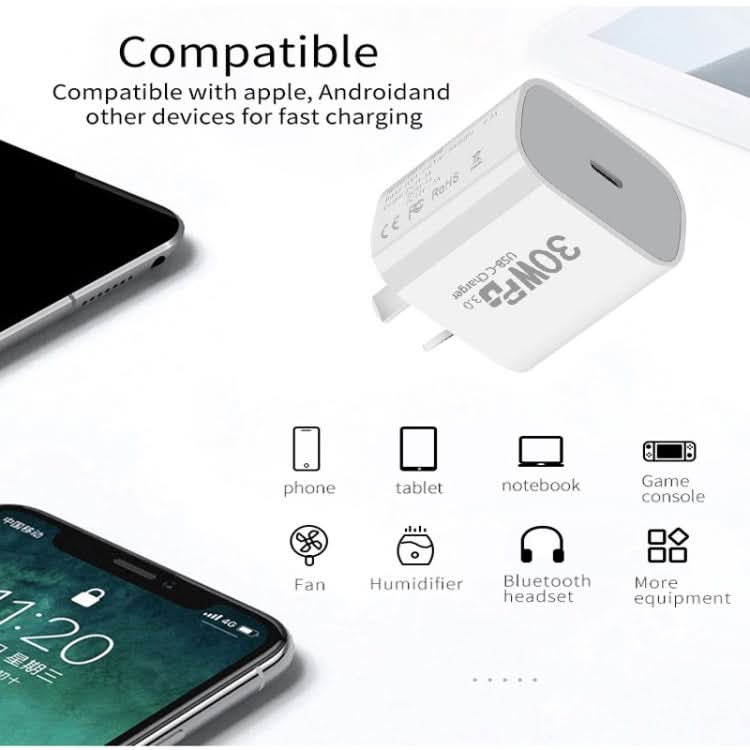 Single Port PD30W USB-C / Type-C Charger