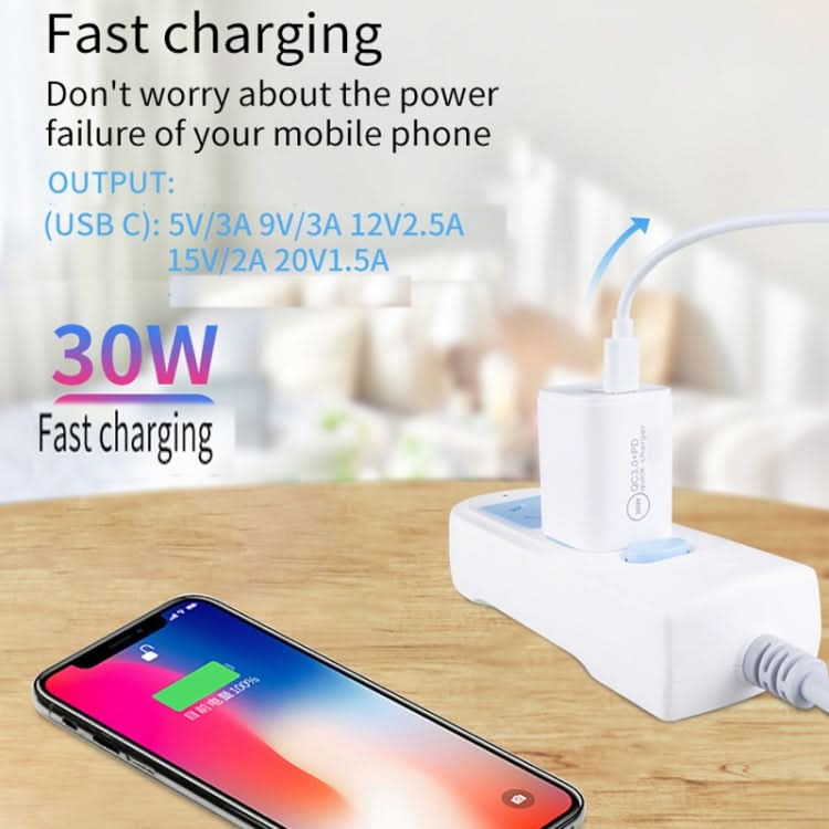 Single Port PD30W USB-C / Type-C Charger with Type-C to 8 Pin Data Cable