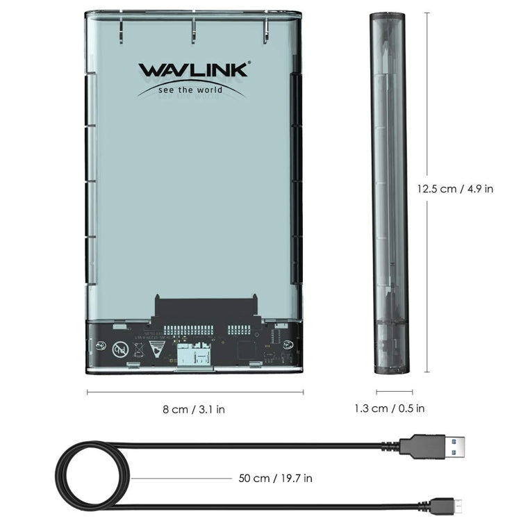 WAVLINK ST239 USB3.0 Transparent SATA External Solid-state SSD 2.5-inch Mobile Hard Disk Case