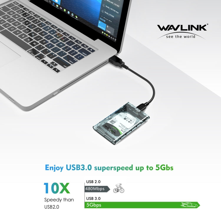 WAVLINK ST239 USB3.0 Transparent SATA External Solid-state SSD 2.5-inch Mobile Hard Disk Case