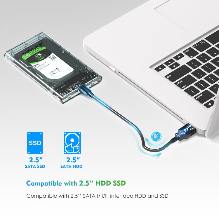 WAVLINK ST239 USB3.0 Transparent SATA External Solid-state SSD 2.5-inch Mobile Hard Disk Case