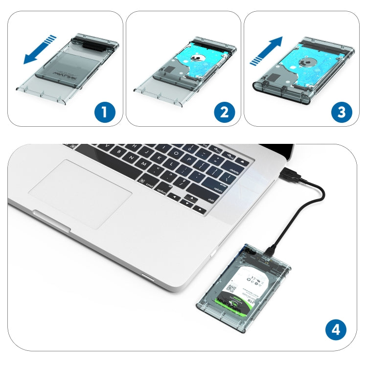 WAVLINK ST239 USB3.0 Transparent SATA External Solid-state SSD 2.5-inch Mobile Hard Disk Case My Store