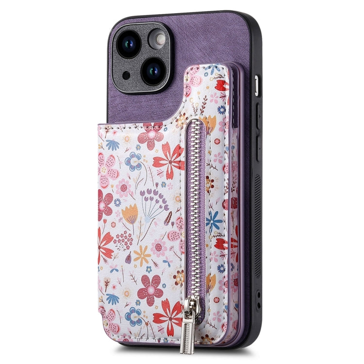 Retro Painted Zipper Wallet Back Phone Case, Series 4