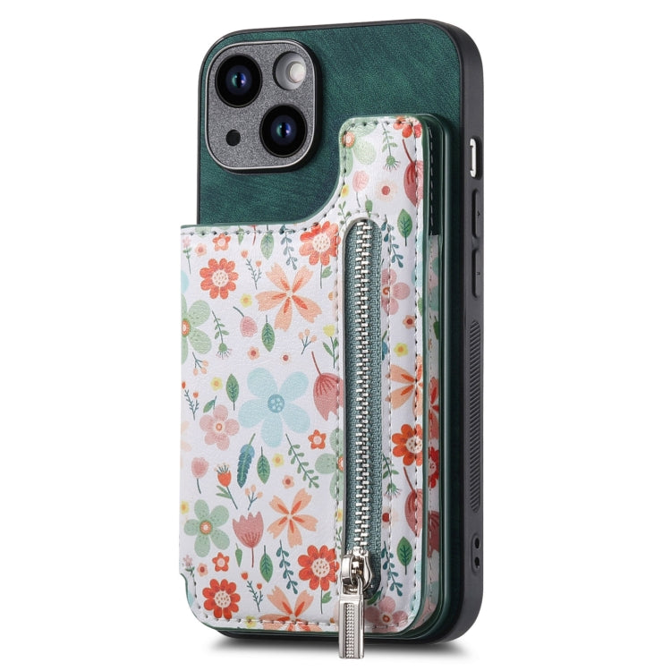 Retro Painted Zipper Wallet Back Phone Case, Series 4