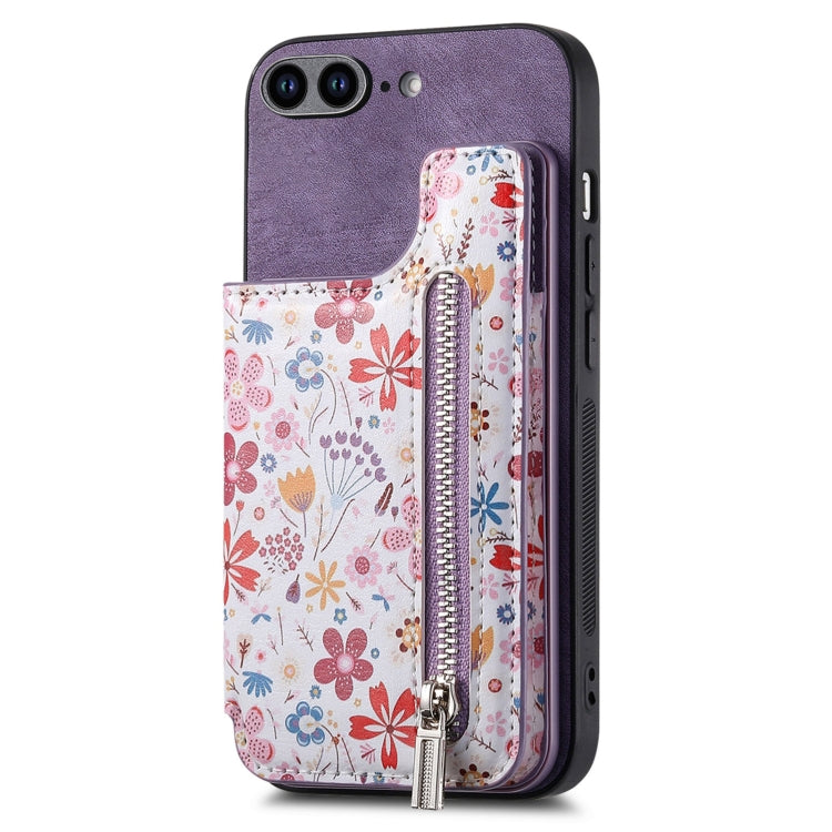 Retro Painted Zipper Wallet Back Phone Case, Series 4