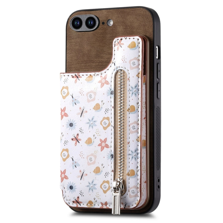 Retro Painted Zipper Wallet Back Phone Case, Series 4