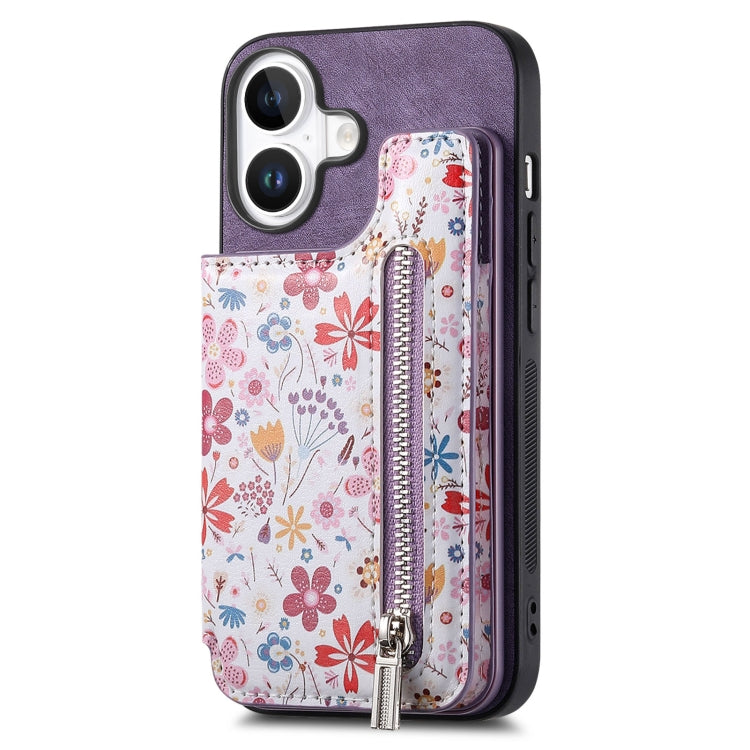 Retro Painted Zipper Wallet Back Phone Case, Series 3