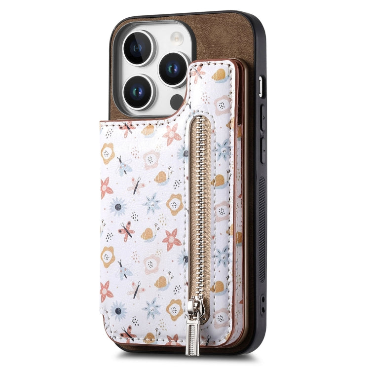 Retro Painted Zipper Wallet Back Phone Case, Series 4