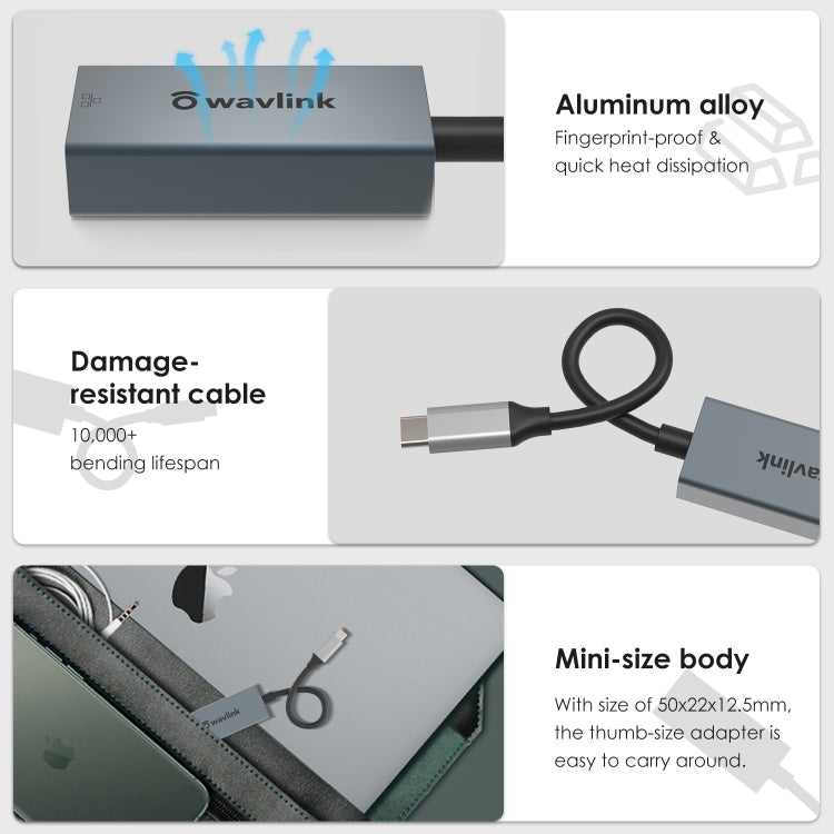 WAVLINK NWU329GC Type-C to RJ45 LAN Network Cable Converter Gigabit Ethernet Adapter