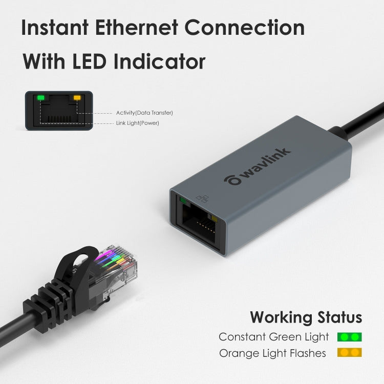 WAVLINK NWU329GC Type-C to RJ45 LAN Network Cable Converter Gigabit Ethernet Adapter