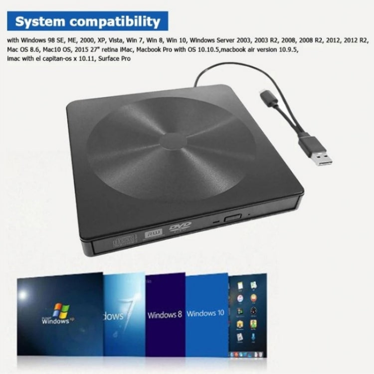 YJ895 High Speed DVD Burner Type-C Computer Laptop External Optical Drive Burner