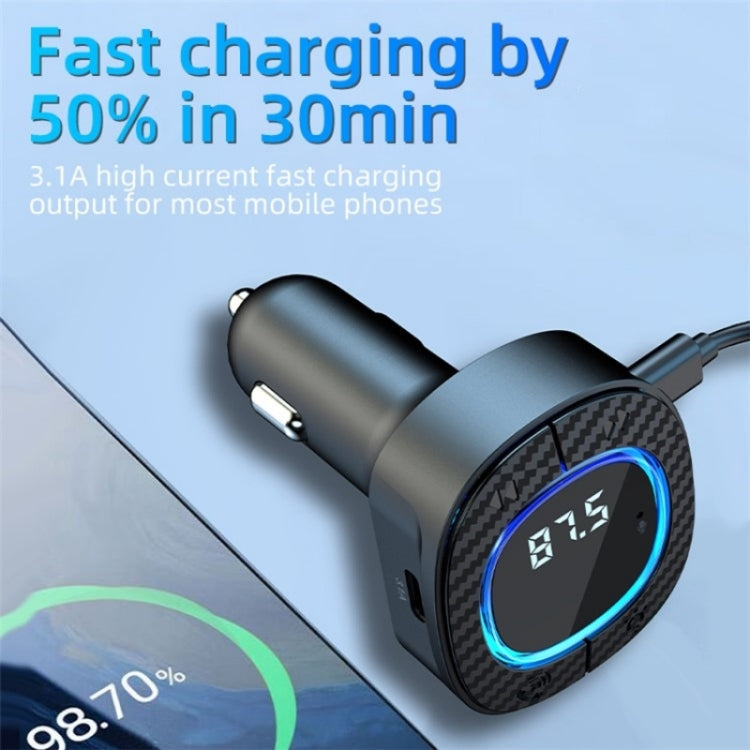 C42 Type-C + USB Car Charger Adapter Bluetooth Hands-free Call MP3 Music Player FM Transmitter ÎҵÄÉ̵ê