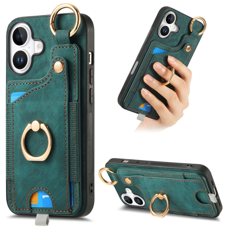 Retro Skin-feel Ring Card Bag Phone Case with Hang Loop, Series 4