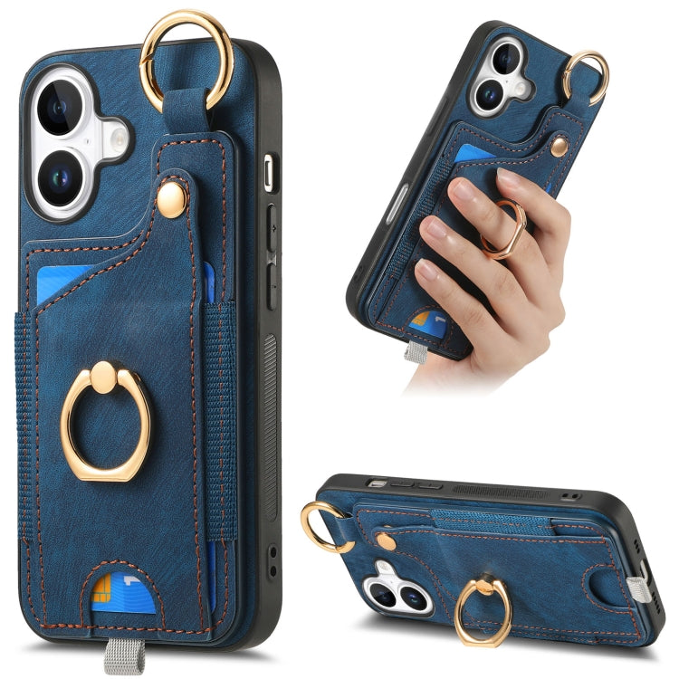 Retro Skin-feel Ring Card Bag Phone Case with Hang Loop, Series 4