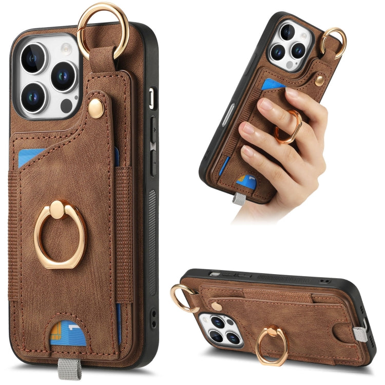 Retro Skin-feel Ring Card Bag Phone Case with Hang Loop, Series 5