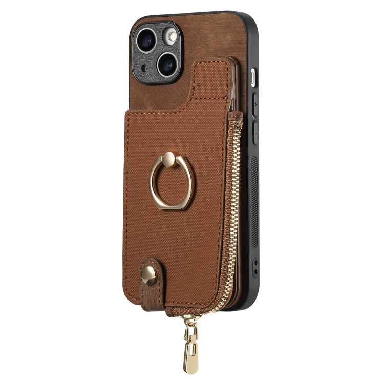 Cross Leather Ring Vertical Zipper Wallet Back Phone Case, Series 4