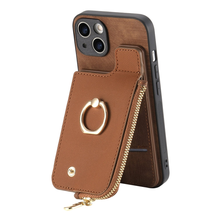 Cross Leather Ring Vertical Zipper Wallet Back Phone Case, Series 4