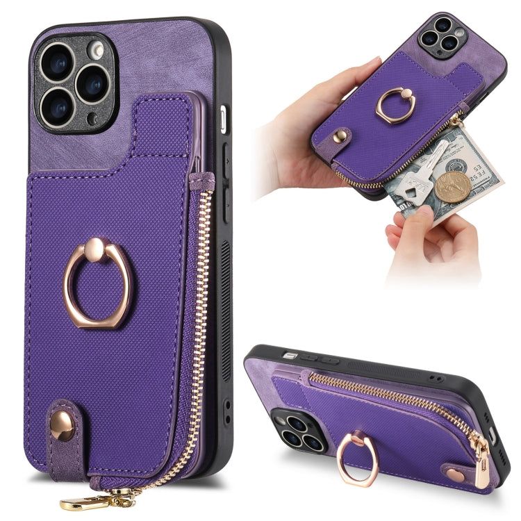 Cross Leather Ring Vertical Zipper Wallet Back Phone Case, Series 3