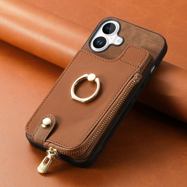 Cross Leather Ring Vertical Zipper Wallet Back Phone Case, Series 3