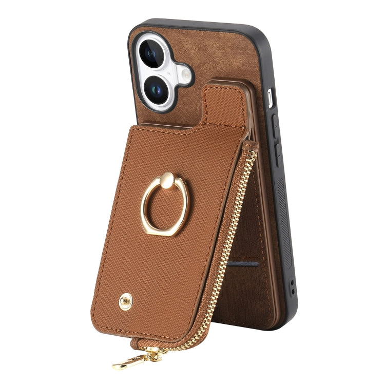 Cross Leather Ring Vertical Zipper Wallet Back Phone Case, Series 3