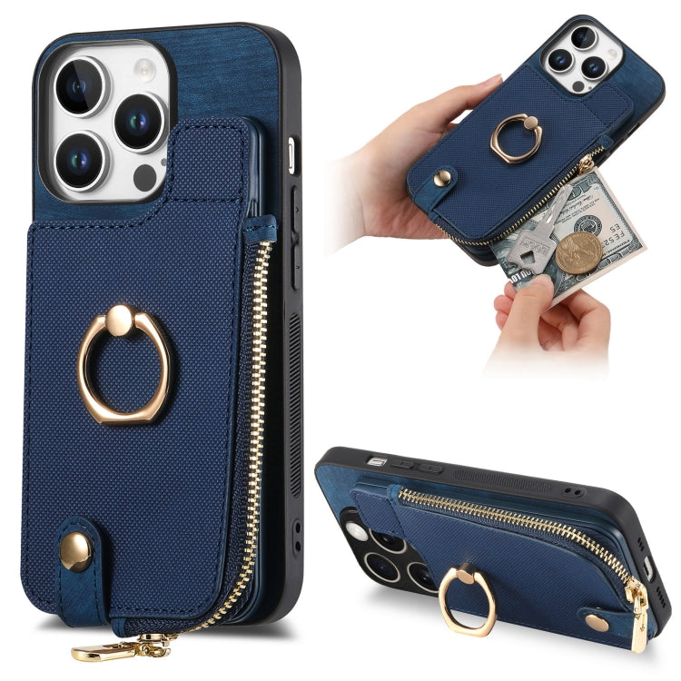 Cross Leather Ring Vertical Zipper Wallet Back Phone Case, Series 4