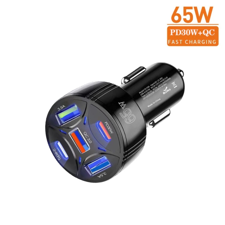 TE-P50 65W PD30W Type-C x 2 + USB x 3 Multi Port Car Charger