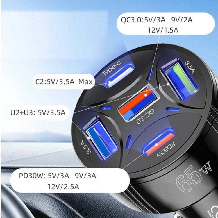 TE-P50 65W PD30W Type-C x 2 + USB x 3 Multi Port Car Charger