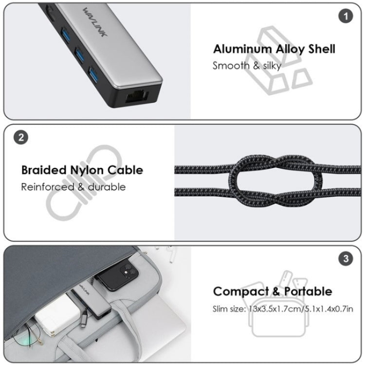 WAVLINK UHP3413 6 in 1 4K Thunderbolt 3 Type-C Devices Hub Adapter USB-C Docking Station My Store