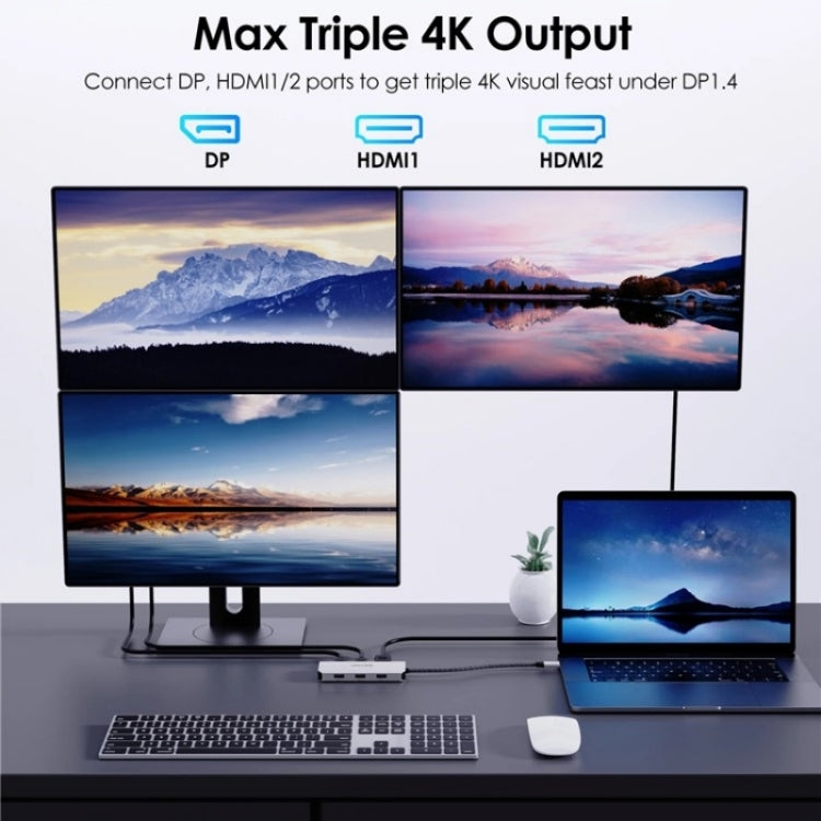 WAVLINK UMD304 Converter USB-C to Dual HD 4K 60Hz  HUB 7-in-1 Laptop Docking Station My Store