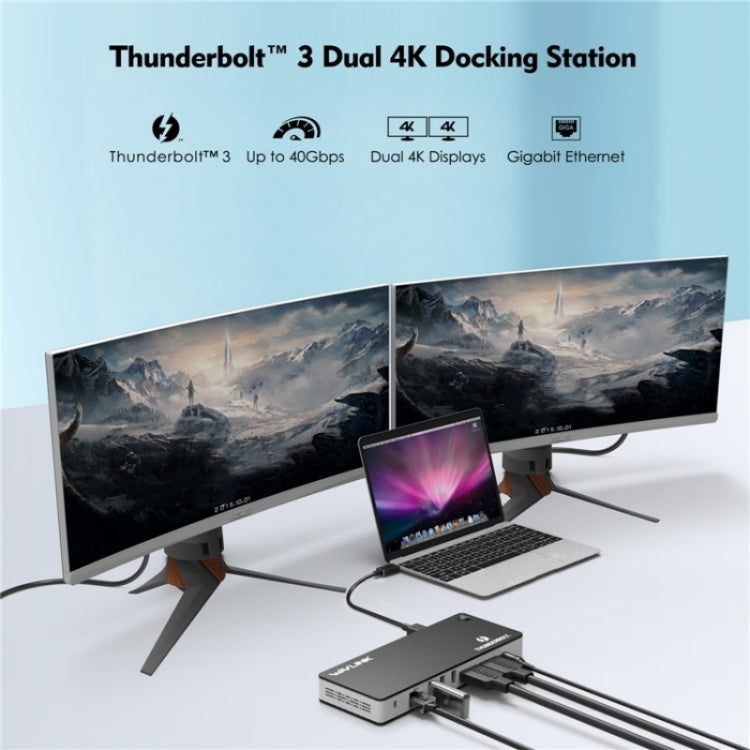 WAVLINK UTD21H 11 in 1 4K Dual DisplayPort Hub Converter Thunderbolt 3 Docking Station