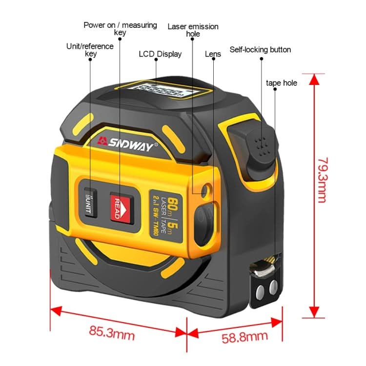 SNDWAY new Digital rangefinderLaser distance meter Tape multi function Self-Locking Hand Tool Device SW-TM40 My Store