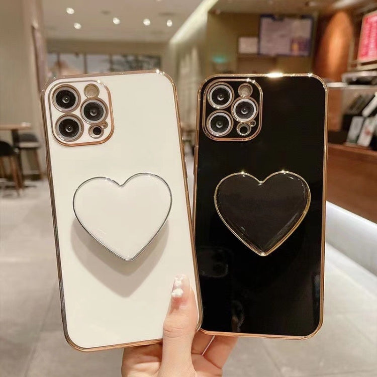 Electroplating Love Heart Holder TPU Phone Case, Series 6