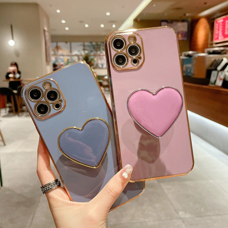 Electroplating Love Heart Holder TPU Phone Case, Series 3