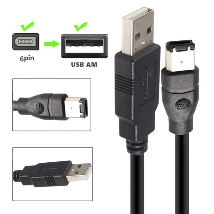 JUNSUNMAY Firewire IEEE 1394 6 Pin Male to USB 2.0 Male Adaptor Convertor Cable Cord My Store