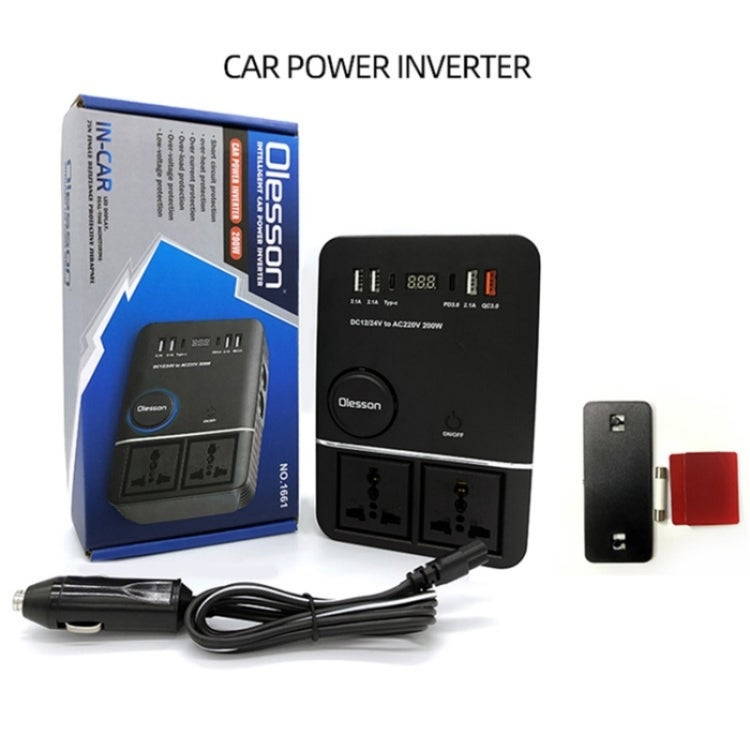 USB+Type-C to 220V QC3.0 200W Power Socket Cigarette Lighter Car Power Inverter