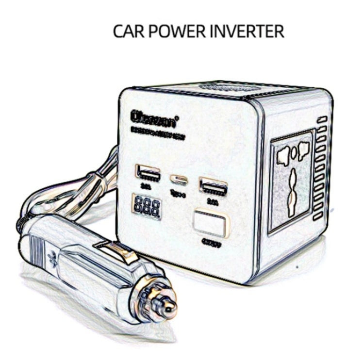 With LED Digital Display Car Power Inverter 150W Power Socket 2Type-C+2USB Car Charger ÎҵÄÉ̵ê