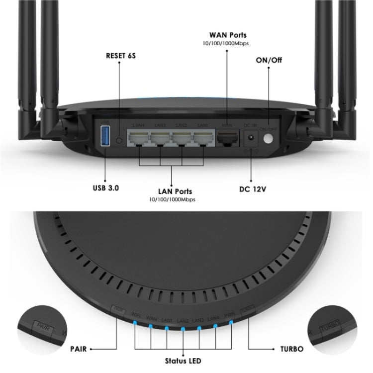 WAVLINK WN531AX2 AX1800 Dual Band Gigabit Wireless Internet Router WiFi 6 Repeater