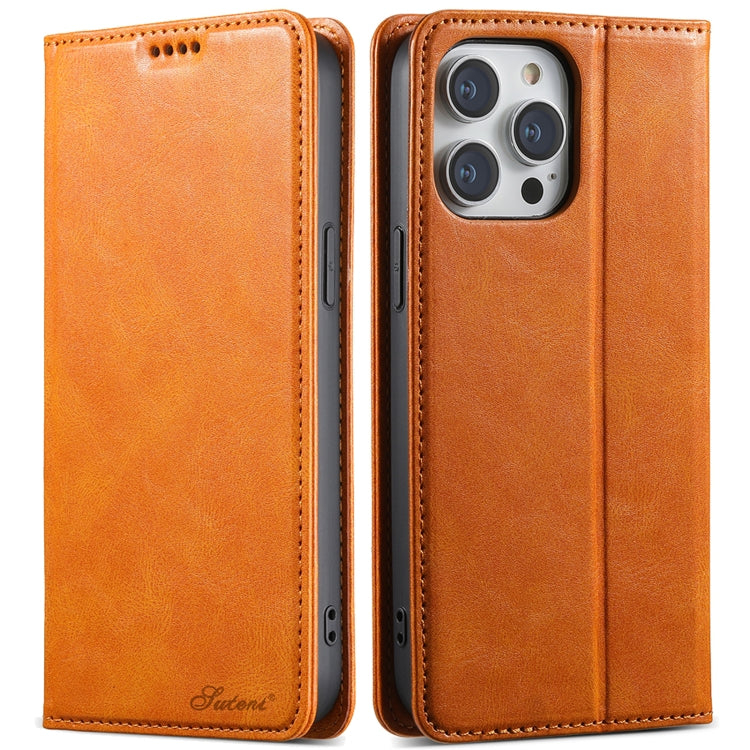 Suteni J02 Oil Wax Wallet Leather Phone Case, Series 1