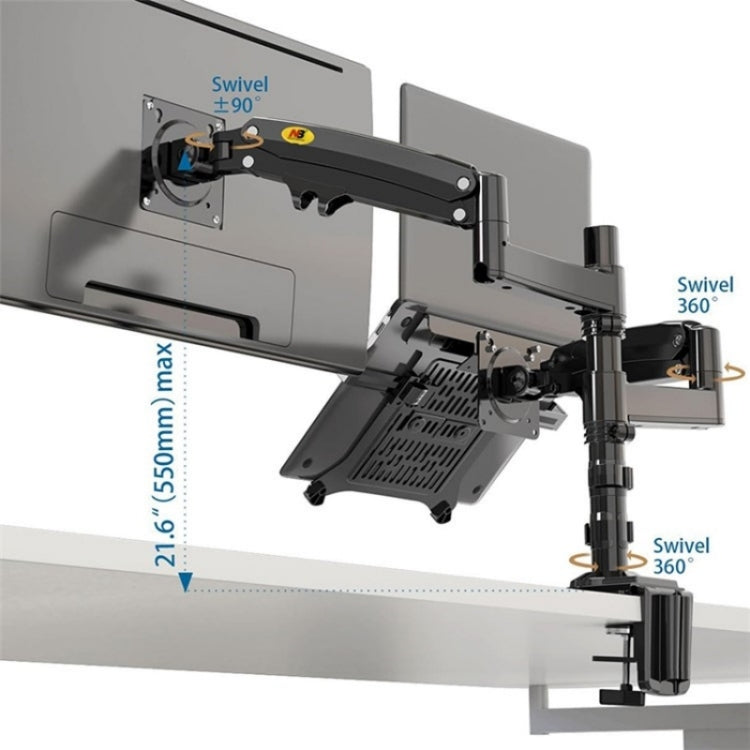 NORTH BAYOU NB H180 FP-2 Laptop Gas Spring Full Motion Dual Arm Clamp 22 - 32 inch LCD TV Monitor Desk Holder