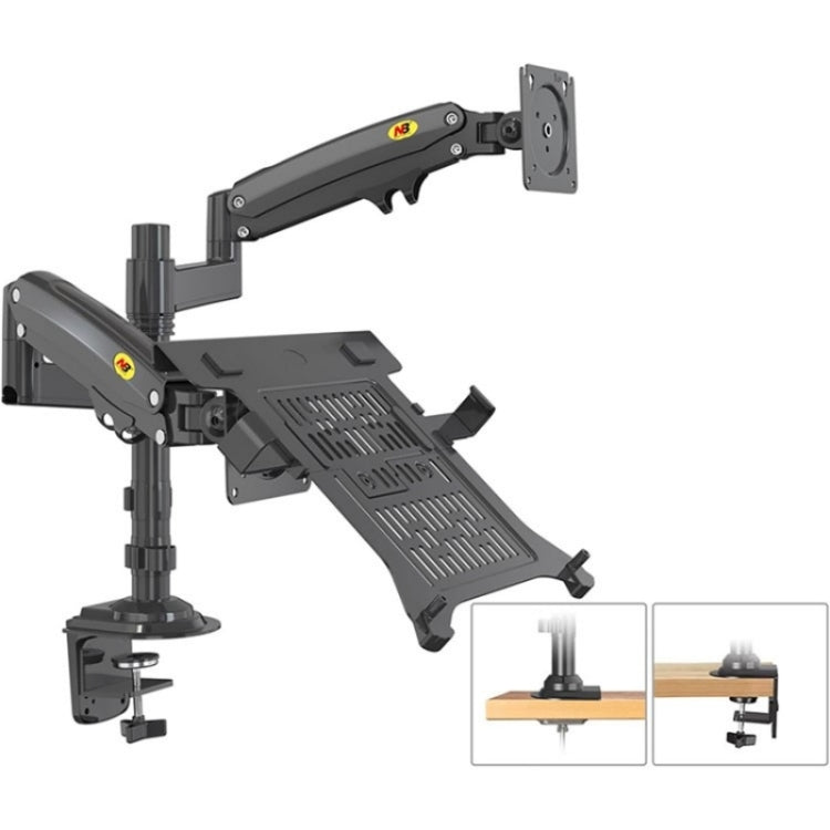 NORTH BAYOU NB H180 FP-2 Laptop Gas Spring Full Motion Dual Arm Clamp 22 - 32 inch LCD TV Monitor Desk Holder