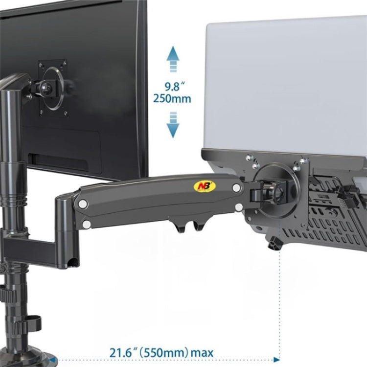 NORTH BAYOU NB H180 FP-2 Laptop Gas Spring Full Motion Dual Arm Clamp 22 - 32 inch LCD TV Monitor Desk Holder