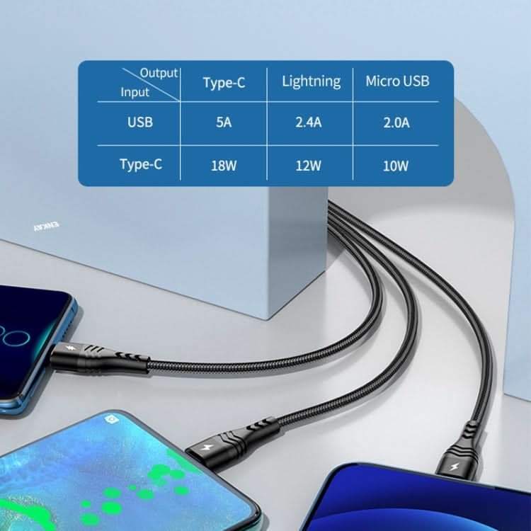 ENKAY 6-in-1 5A USB / Type-C to Type-C / 8 Pin / Micro USB Multifunction Fast Charging Cable