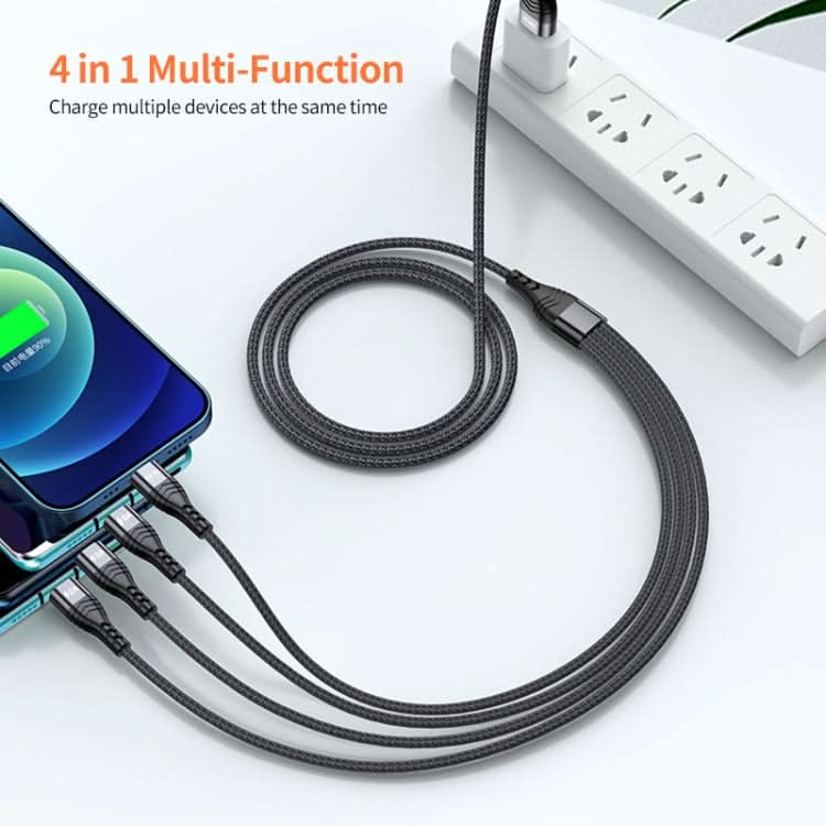 ENKAY 4-in-1 6A USB-A to Type-C / 8 Pin / Micro USB Multifunction Fast Charging Cable